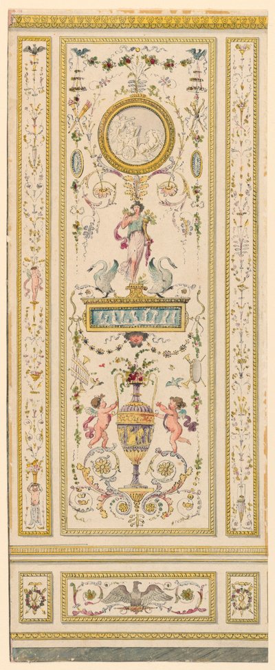 Dessin, panneau ornemental, 1775-1800 - Jean Simeon Rousseau