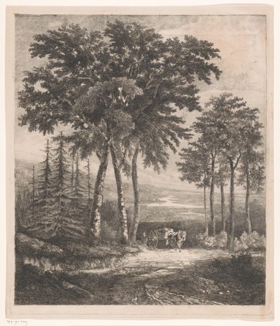 Paysage avec charrette tirée par des chevaux - Jean Théodore Joseph Linnig