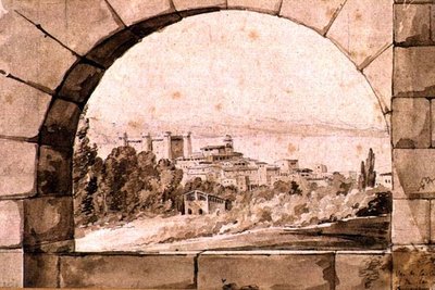 Vue de la ville et du lac de Bracciano, vers 1810 - Jean Thomas Thibault