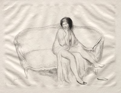 Femme nue assise sur un canapé - Jean Veber