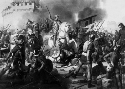 Le comte Eudes (Odon) (860-898) défend Paris contre les Normands en 886, peinture de Jean Victor Schnetz (1787-1870) - Jean Victor Schnetz