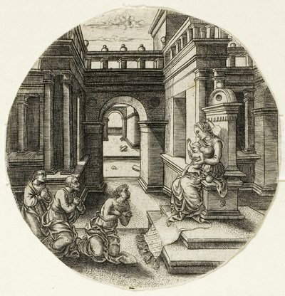 La Vierge assise sur un autel - Jean de Gourmont