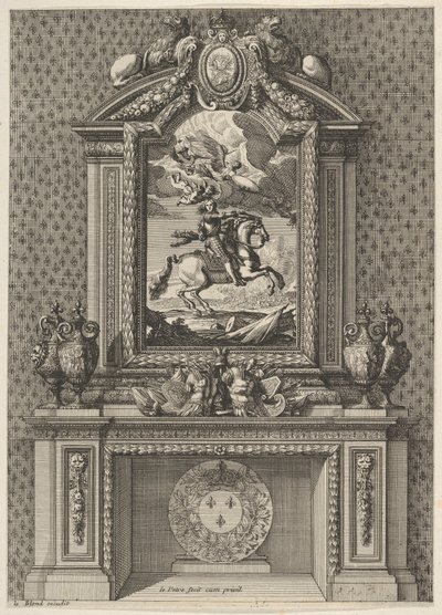 Cheminée avec une Peinture de Louis XIV au-dessus du Manteau, de 