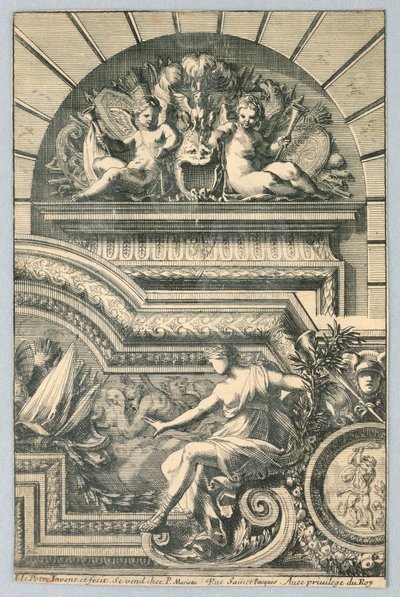 Design pour dessus de porte et cadre, de "Recherche de Plusieurs Beaux Morceaux" - Jean le Pautre