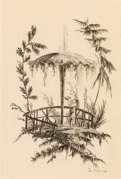 Fontaine chinoise dans un paysage - Jeanne Deny