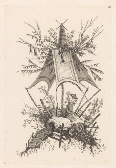 Homme avec parasol sous tente - Jeanne Deny