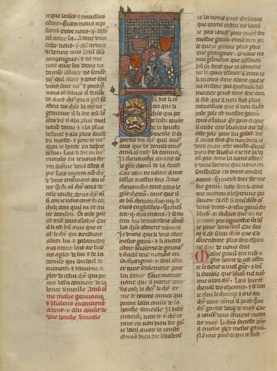 Gauvain et Blioberis rencontrent un chevalier au bouclier rouge - Jeanne de Montbaston