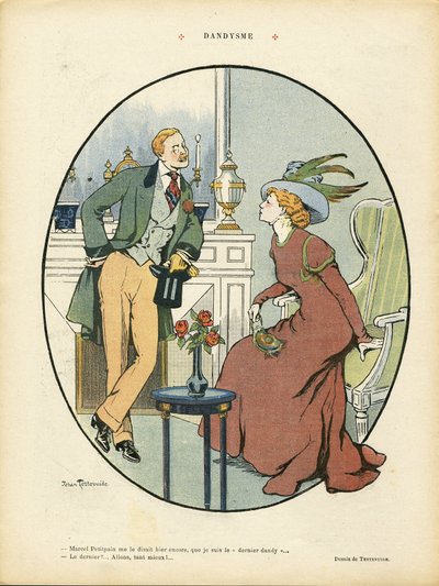 Illustration de Jehan Testevuide (1873-1924) dans Le Rire, 09/05/08 - Dandysme - Mode, Architecture Intérieure - Dandy - Jehan Testevuide