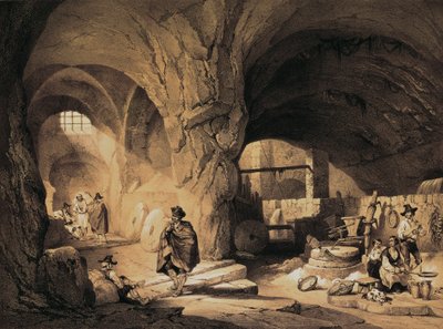 Moulin arabe "Molinos de la Mina", lithographie en couleur - Jenaro Pérez Villaamil