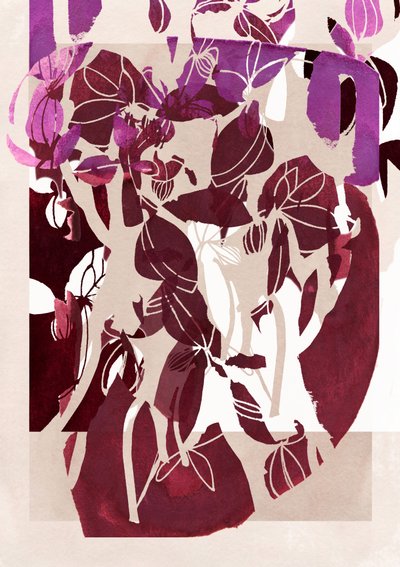 Motifs floraux abstraits magenta - Jenja Braun