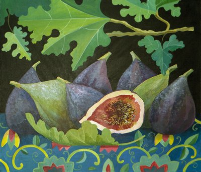 Figues sur fond noir, 2014 (acrylique sur toile) - Jennifer Abbott