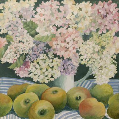 Hortensias et pommes à cuire (acrylique) - Jennifer Abbott