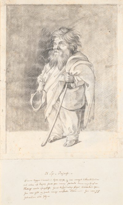 Le nain romain Francesco Ravai, appelé Bajocco. Figure entière, profil trois-quarts vers la gauche - Jens Juel