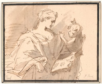Une sainte avec un livre et un putto - Jens Juel