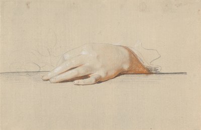 Une main gauche reposant sur une table, tenant une rose - Jens Juel