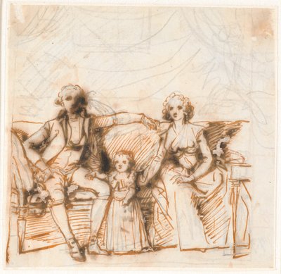 Esquisse de composition pour le tableau de famille Anker - Jens Juel