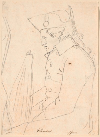 Portrait du graveur J.F. Clemens. Trois-quarts de figure assis de profil à gauche - Jens Juel