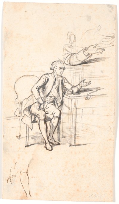 Étude pour le portrait de famille Holmskiold de 1787 : conseiller privé Theodor Holmskiold assis à une table - Jens Juel