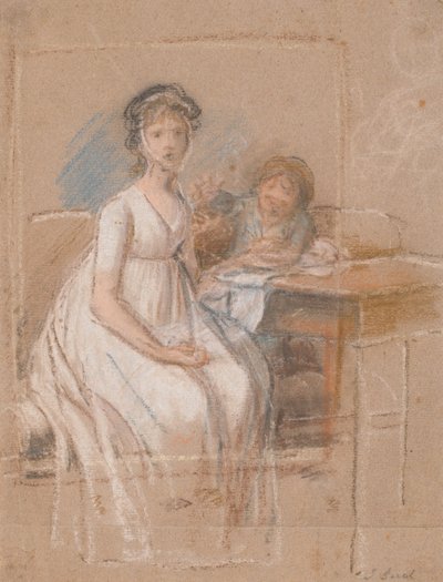 Esquisse pour un groupe de portraits. Regine Sophie Tutein, née Wraatz avec son fils Peter - Jens Juel