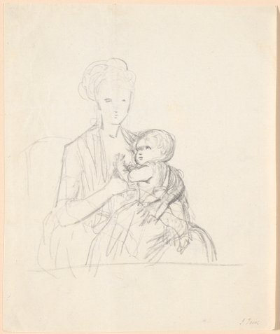 Esquisse pour le portrait de la comtesse Sophie Magdalene Raben, née von Qualen avec son fils aîné, né en 1784 - Jens Juel