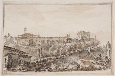 Vue de la ville avec palais et église entourés de murs - Jens Petersen Lund