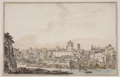 Vue de ville avec des maisons et une église près d