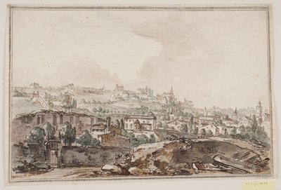 Vue de la ville avec maisons et mur près de la rivière; à l