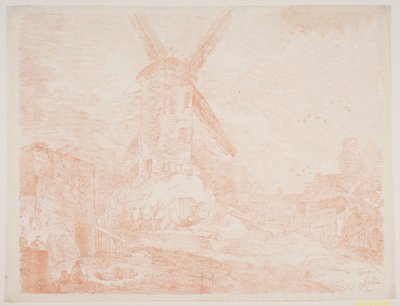 Paysage italien avec moulin à vent - Jens Petersen Lund
