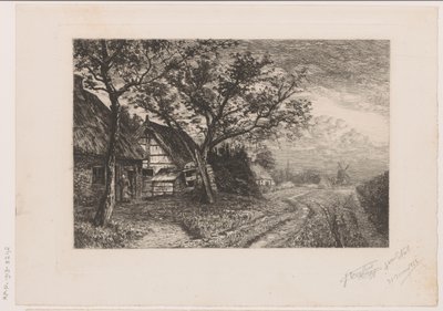 Paysage avec fermes et moulin - Jerôme Tuyttens (signed by artist)