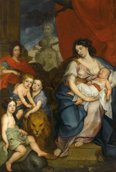 Portrait de la reine Marie Casimire avec des enfants - Jerzy Siemiginowski Eleuter