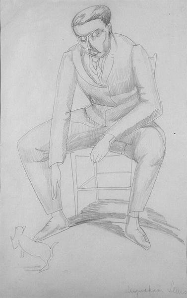 Wyndham Lewis (1884-1957) avec chat, vers 1920 - Jessica Stewart Dismorr