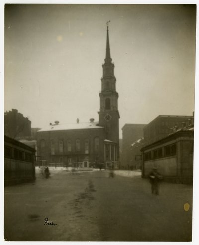 Église de Park St, Boston, Mass, USA, vers 1902-10 (photo gélatino-argentique) - Jessie Tarbox Beals