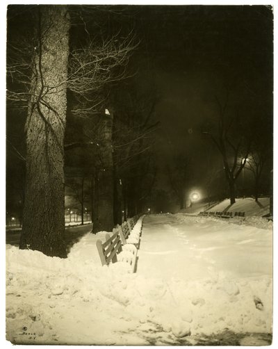 Le Mall la nuit, Boston, Mass, USA, vers 1902-10 - Jessie Tarbox Beals