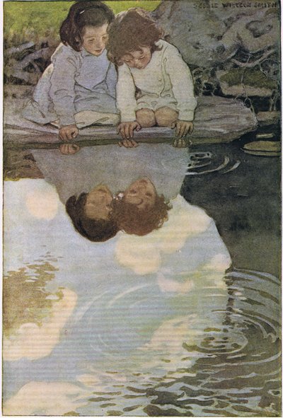 Enfants regardant leurs reflets, de 