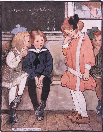 Elle descendit de la plateforme, retenant encore bravement ses larmes - Jessie Willcox Smith