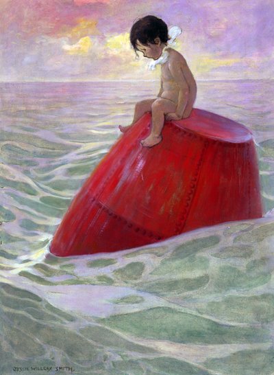 Tom assis sur la bouée pendant de longs jours - Jessie Willcox Smith