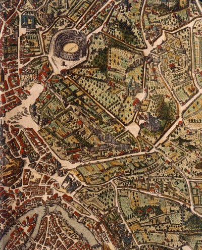 Carte de Rome, par Joan Blaeu (1596-1673), impression de Theatrum Civitatum et Admirandorum Italiae, ad Aevi Veteris et Praesentis Temporis Faciem Expressum, Italie - Joan Blaeu