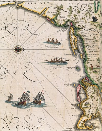 Carte de la côte de Virginie - Joan Blaeu