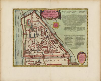 Carte du Kremlin de Moscou du 16e siècle (Castellum Urbis Moskvae), c.1600 (gravure et aquarelle) - Joan Blaeu