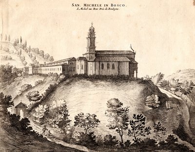 Vue du monastère San Michele in Bosco, Bologne, Émilie-Romagne, Italie, gravure sur cuivre, vers 21x29 cm - Joan Blaeu