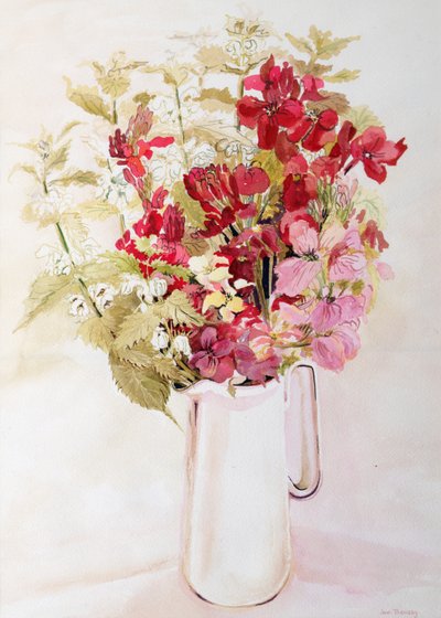 Nature morte avec orties mortes et giroflées (aquarelle sur papier) - Joan Thewsey