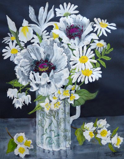 Pavots blancs, marguerites et philadelphus - Joan Thewsey