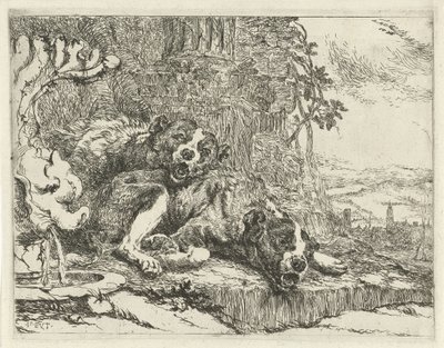 Deux chiens couchés - Joannes Fijt