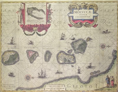 Carte montrant les îles Moluques au large de Halmahera, 1640 - Joannes Jansson