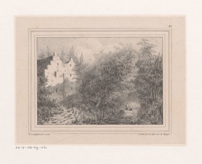 Fossé et deux maisons - Joannes van Liefland