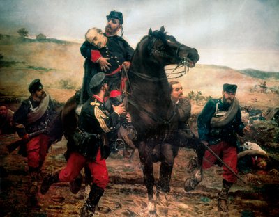 La mort du Marquis del Duero (Troisième guerre carliste). Peinture de Joaquin Agrasot Y Juan (1836-1919) - Joaquin Agrasot y Juan