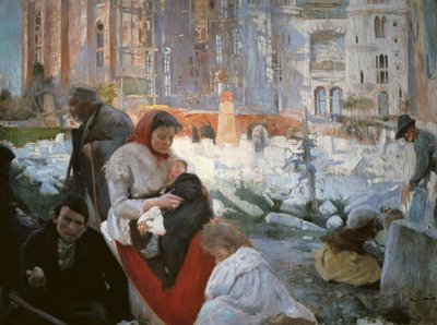 "La cathédrale des pauvres", peinture de Joaquim i Trinxet - Joaquin Mir Trinxet