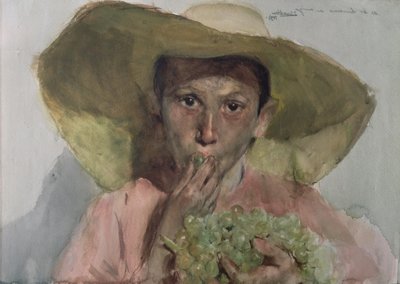 Enfant mangeant des raisins - Joaquin Sorolla