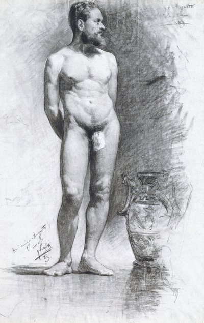 Nu masculin académique avec une urne grecque, 1883 - Joaquín Sorolla
