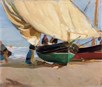 Pêcheurs, bateaux échoués, Valence - Joaquín Sorolla
